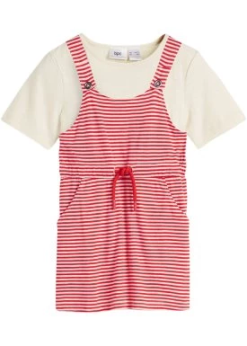 Sukienka dziewczęca +  shirt (2 części), z bawełny organicznej bonprix