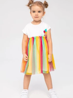 Sukienka niemowlęca z krótkim rękawem i kolorowym tiulem Minoti