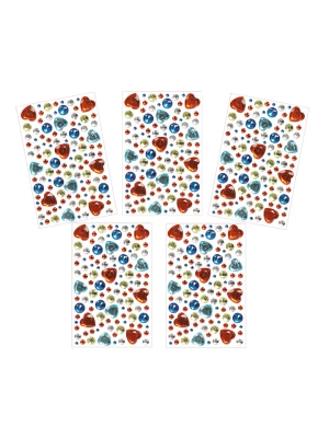 SUNNYSUE Błyszczące kamienie do naklejenia "Red hearts and more" w różnych kolorach rozmiar: onesize