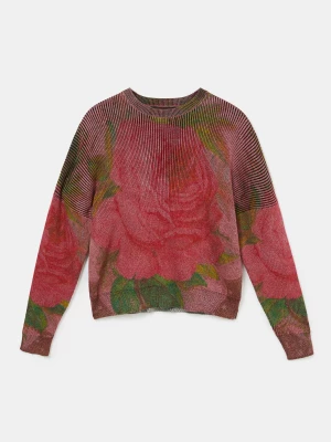 Sweter z prążkowanej dzianiny w kwiaty Desigual