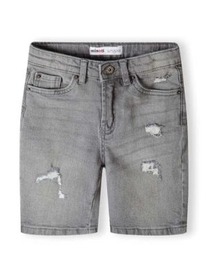 Szare szorty jeansowe chłopięce z przetarciami Minoti