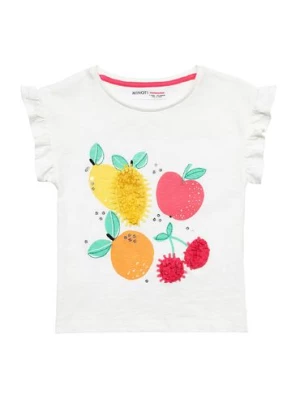 T-shirt biały z bawełny dla niemowlaka z owocami Minoti