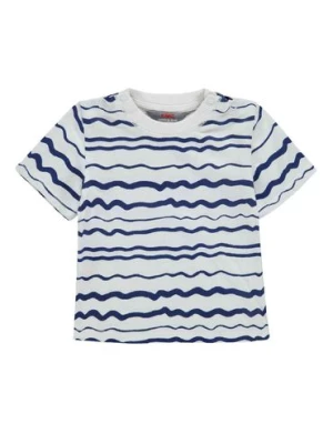 T-shirt chłopięcy niemowlęcy biało-niebieski paski Kanz