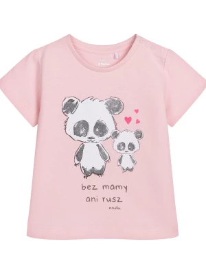 T-shirt dla dziecka do 2 lat, z misiami panda, jasnoróżowy Endo
