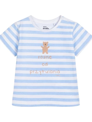 T-shirt dla dziecka do 2 lat, z napisem Rosnę od przytulania, w paski Endo