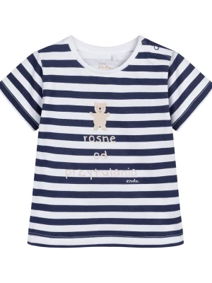 T-shirt dla dziecka do 2 lat, z napisem Rosnę od przytulania, w paski Endo
