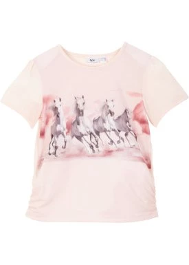 T-shirt dziewczęcy z fotodrukiem z motywem koni bonprix
