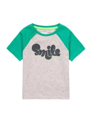 T-shirt niemowlęcy szary z napisem Smile Minoti