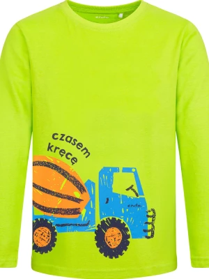 T-shirt z długim rękawem dla chłopca, z betoniarką, zielony 2-8 lat Endo