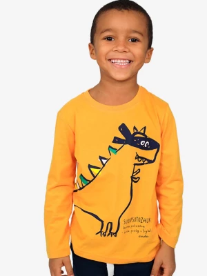 T-shirt z długim rękawem dla chłopca, z dinozaurem, żółty 2-8 lat Endo