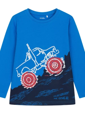 T-shirt z długim rękawem dla chłopca, z dużym autem, niebieski 3-8 lat Endo