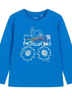 T-shirt z długim rękawem dla chłopca, z dużym autem, niebieski 4-8 lat Endo
