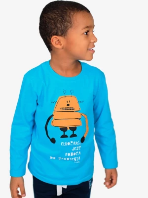 T-shirt z długim rękawem dla chłopca, z kosmitą, niebieski 3-8 lat Endo