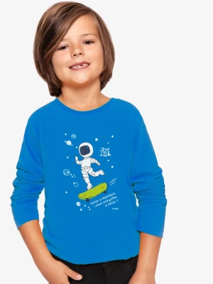 T-shirt z długim rękawem dla chłopca, z kosmonautą, niebieski 4-8 lat Endo