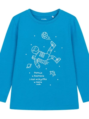 T-shirt z długim rękawem dla chłopca, z kosmonautą, niebieski 9-13 lat Endo