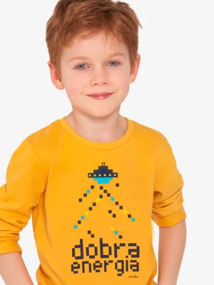 T-shirt z długim rękawem dla chłopca, z napisem dobra energia, żółty 3-8 lat Endo
