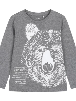 T-shirt z długim rękawem dla chłopca, z niedźwiedziem, szary 4-8 lat Endo