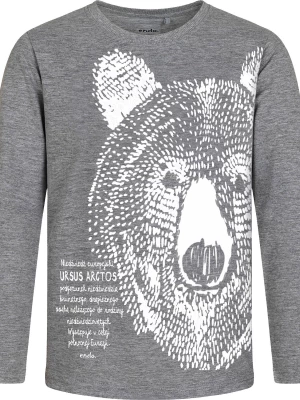 T-shirt z długim rękawem dla chłopca, z niedźwiedziem, szary 9-13 lat Endo
