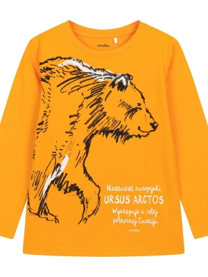 T-shirt z długim rękawem dla chłopca, z niedźwiedziem, żółty 4-8 lat Endo