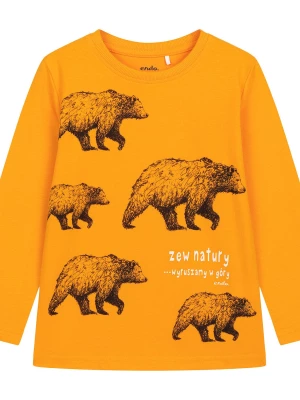 T-shirt z długim rękawem dla chłopca, z niedźwiedziem, żółty 9-13 lat Endo