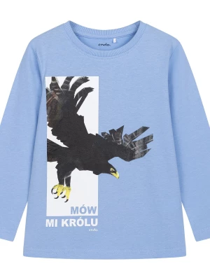 T-shirt z długim rękawem dla chłopca, z orłem i napisem mów mi królu, błękitny 4-8 lat Endo
