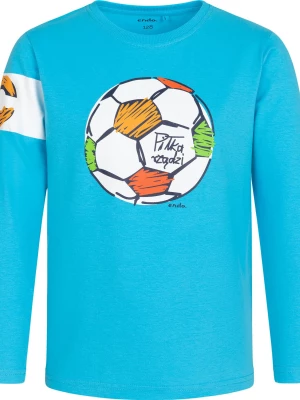 T-shirt z długim rękawem dla chłopca, z piłką i opaską kapitana, niebieski, 9-13 lat Endo