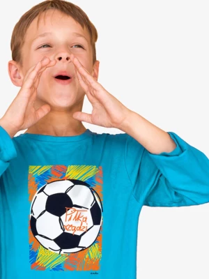T-shirt z długim rękawem dla chłopca, z piłką, niebieski 9-13 lat Endo