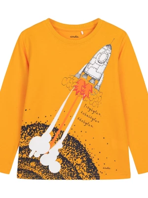 T-shirt z długim rękawem dla chłopca, z rakietą, żółty 9-13 lat Endo