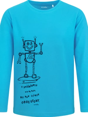 T-shirt z długim rękawem dla chłopca, z robotem, niebieski 3-8 lat Endo