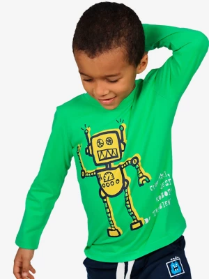 T-shirt z długim rękawem dla chłopca, z robotem, zielony 3-8 lat Endo