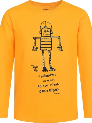 T-shirt z długim rękawem dla chłopca, z robotem, żółty 3-8 lat Endo