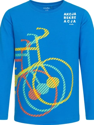 T-shirt z długim rękawem dla chłopca, z rowerami, akcja reakcja, niebieski, 4-8 lat Endo