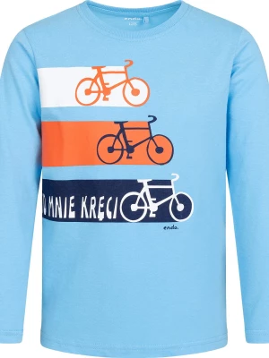T-shirt z długim rękawem dla chłopca, z rowerami, niebieski, 4-8 lat Endo