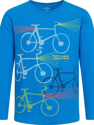 T-shirt z długim rękawem  dla chłopca, z rowerami, niebieski, 4-8 lat Endo