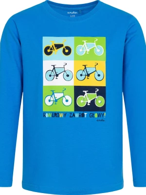 T-shirt z długim rękawem dla chłopca, z rowerami, niebieski, 9-13 lat Endo