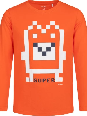 T-shirt z długim rękawem dla chłopca, ze stworkiem komputerowym, pomarańczowy 3-8 lat Endo