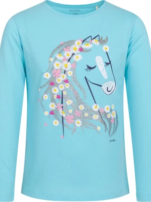 T-shirt z długim rękawem dla dziewczynki, z koniem, niebieski, 9-13 lat Endo