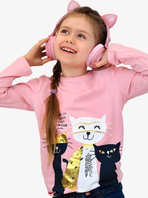 T-shirt z długim rękawem dla dziewczynki, z kotami, różowy, 3-8 lat Endo