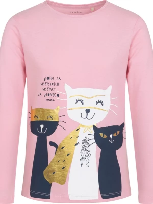 T-shirt z długim rękawem dla dziewczynki, z kotami, różowy, 9-13 lat Endo