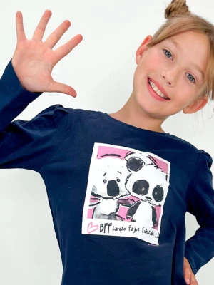 T-shirt z długim rękawem dla dziewczynki, z misiami koala, granatowy 9-13 lat Endo