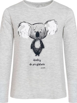 T-shirt z długim rękawem dla dziewczynki, z misiem koala, szary, 9-13 lat Endo