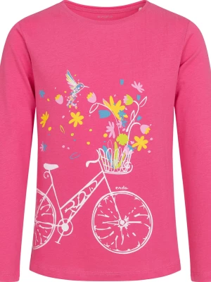 T-shirt z długim rękawem dla dziewczynki, z rowerem, różowy, 9-13 lat Endo