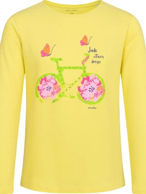 T-shirt z długim rękawem dla dziewczynki, z rowerem, żółty, 9-13 lat Endo