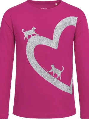 T-shirt z długim rękawem dla dziewczynki, z sercem i kotami, różowy 3-8 lat Endo