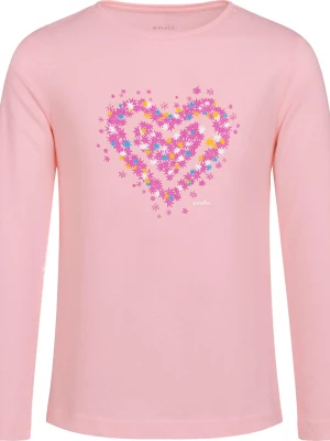 T-shirt z długim rękawem dla dziewczynki, z sercem, różowy 9-13 lat Endo