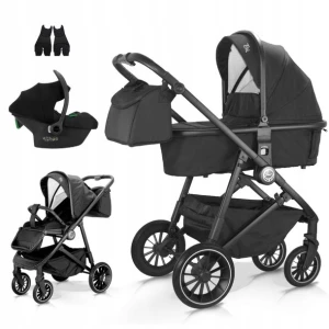 ﻿TIBI Milukids Wózek dziecięcy 3w1 Luksusowy Czarny