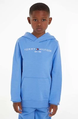 Tommy Hilfiger bluza bawełniana dziecięca kolor niebieski z kapturem z aplikacją