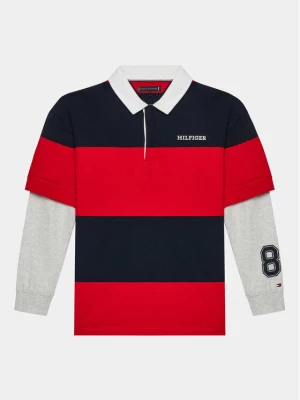 Tommy Hilfiger Bluza Rugby Stripe Polo L/S KB0KB08736 Czerwony Regular Fit