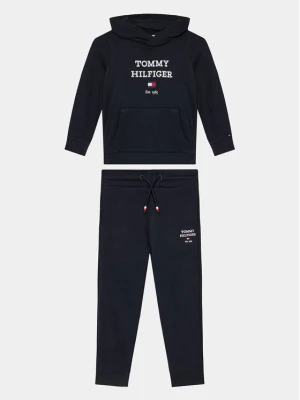 Tommy Hilfiger Dres Th Logo Hoodie Sweatset KB0KB08898 Niebieski Regular Fit