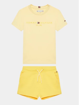 Tommy Hilfiger Komplet t-shirt i szorty sportowe Essential KG0KG07281 D Żółty Regular Fit